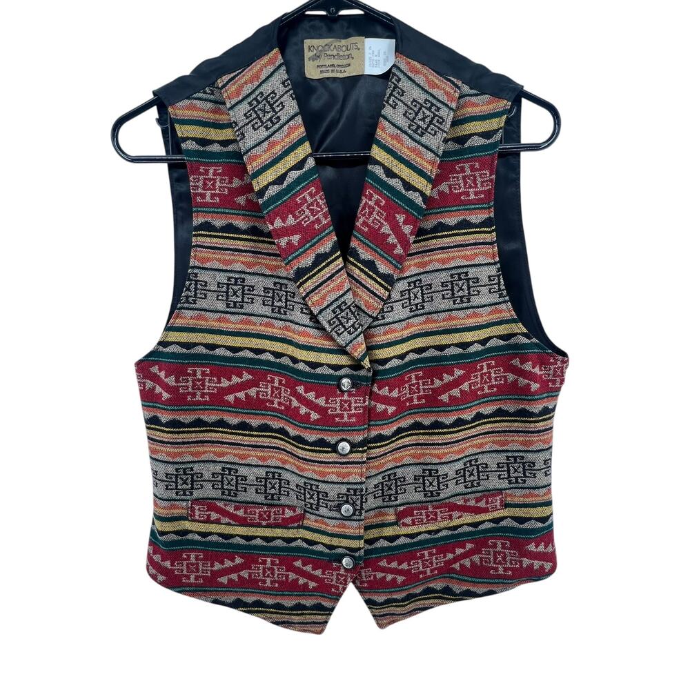 Vintage Knockabouts Pendleton Vest Size 8 Wool Southwestern Pattern Buttons